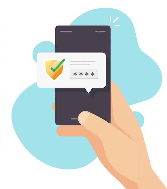 携帯電話の承認通知のパスワードコード検証セキュリティ保護または携帯電話ベクトルフラットのデジタルセキュアアクセスpus通知メッセージ
