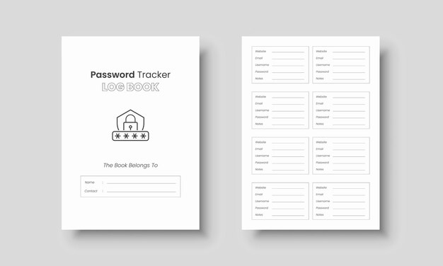 Vector password log book template website password tracker log book notebook interior for kdp