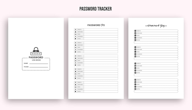 Password organizer password log password tracker password keeper password list keeper journal design