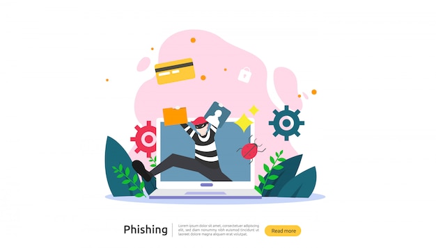 Password phishing attack concept landing page template