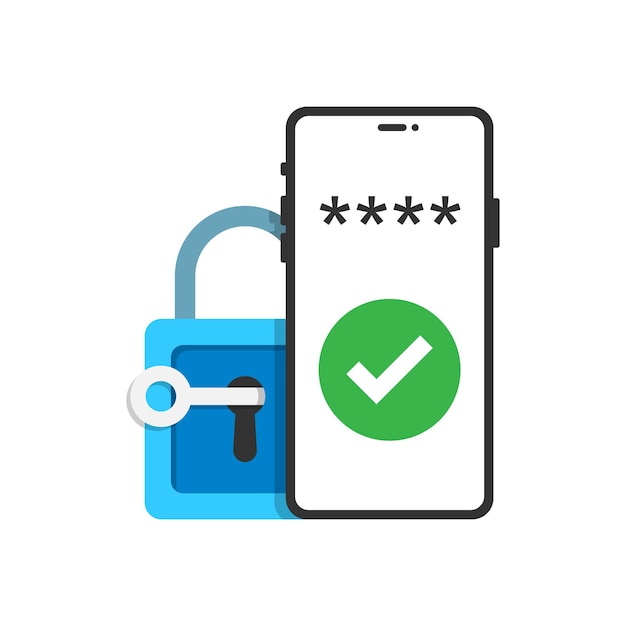 フラットスタイルのパスワード保護アイコン孤立した背景の認証ベクトルイラストログイン検証サインビジネスコンセプト