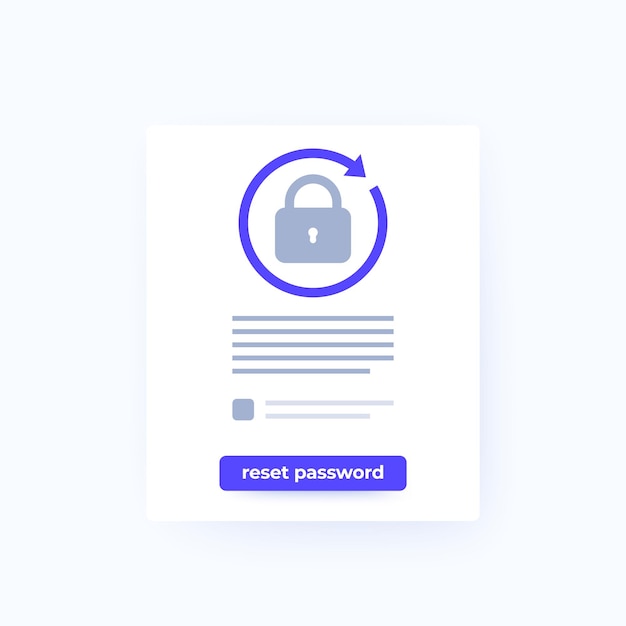 Password reset form with button vector ui design