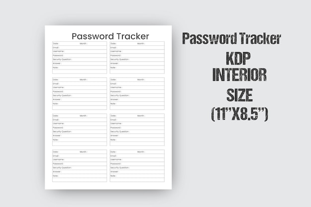 Vector password tracker kdp interior template