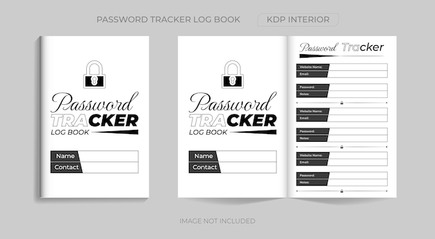 Vector password tracker logbook kdp interior design print template