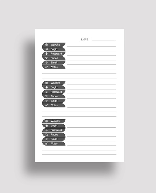 Дизайн шаблона журнала Password Tracker для KDP Interior