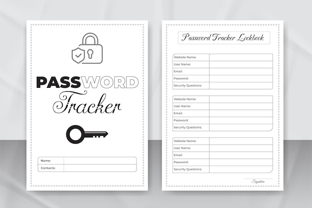 Vettore password tracker logobook kdp interior design del modello