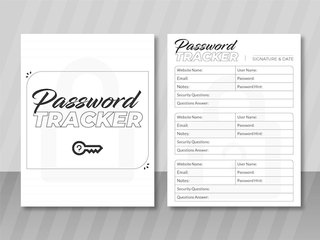 Password tracker notebook kdp interior design print template Website information and password save
