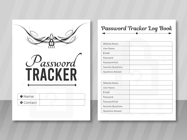 パスワードトラッカーノートブックkdpインテリアデザイン印刷テンプレートウェブサイト情報とパスワードトラック