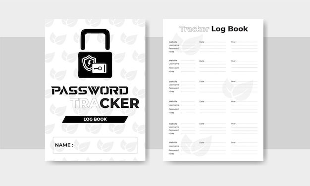 Vettore password tracker website security vector checker kdp notebook interior stampabile logbook template design