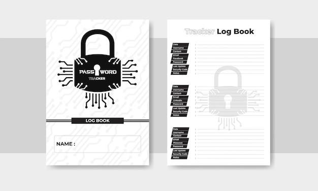 Vector password tracker website security vector kdp interior print notebook design for website security information