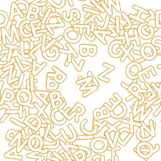 Vector pasta cartoon alphabet font from letters in the form of macaroni lettering from pasta soup