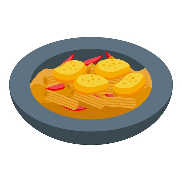 Vector pasta food icon isometric vector cuisine rice fried meal