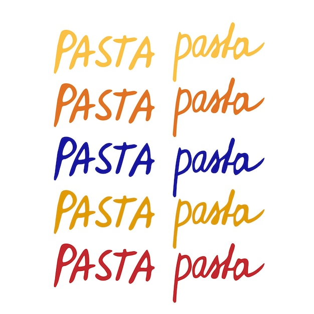 Vettore scrittura a mano di pasta