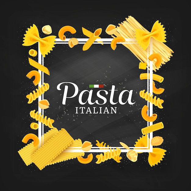 Pasta, copertina o cornice del menu del ristorante di cucina italiana