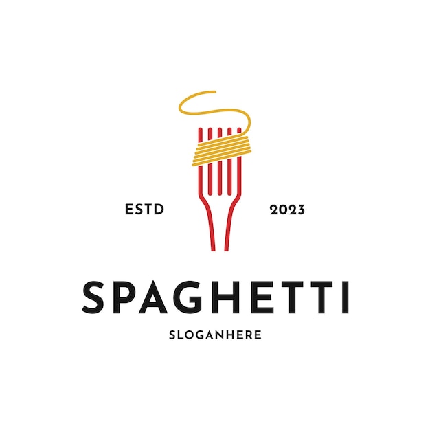 Vettore pasta noodle logo design idea creativa