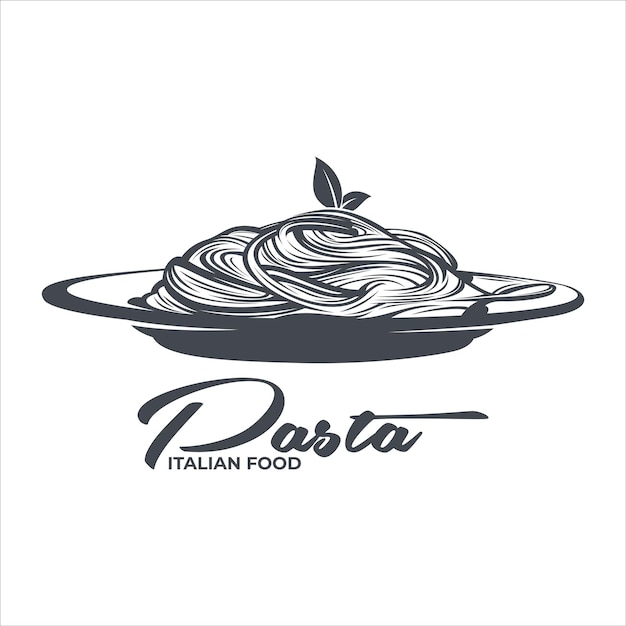 Vettore logo del ristorante di pasta silhouette elegante