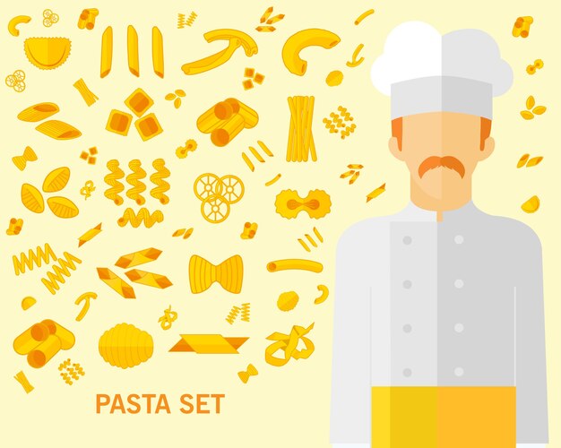 Pasta set concept background.