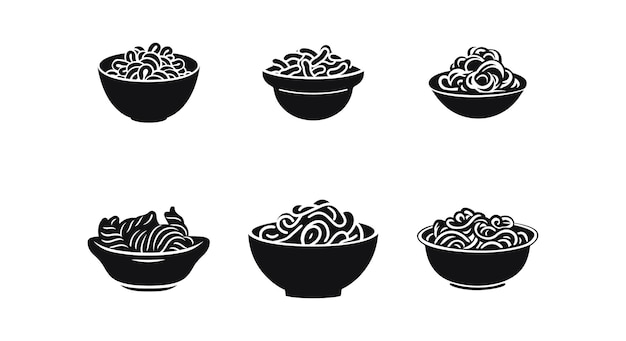 Vector pasta shapes silhouettes bundle