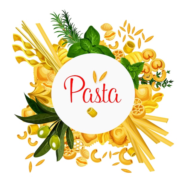 Poster di maccheroni italiani di pasta vettoriale