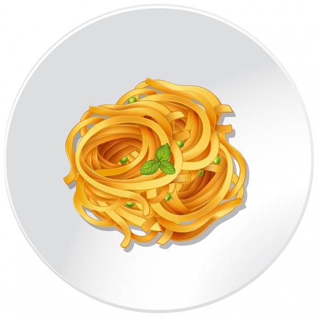 Vector pasta and vegetables on the plate
