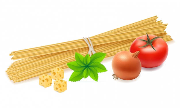 Vector pasta with vegetables vector illustration
