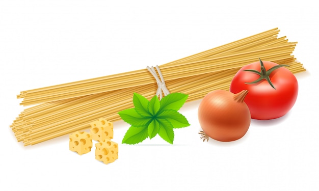 Pasta with vegetables vector illustration