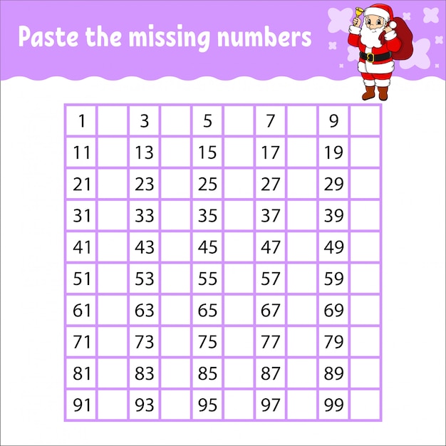 Paste the missing numbers. handwriting practice. learning numbers for kids. education developing worksheet.