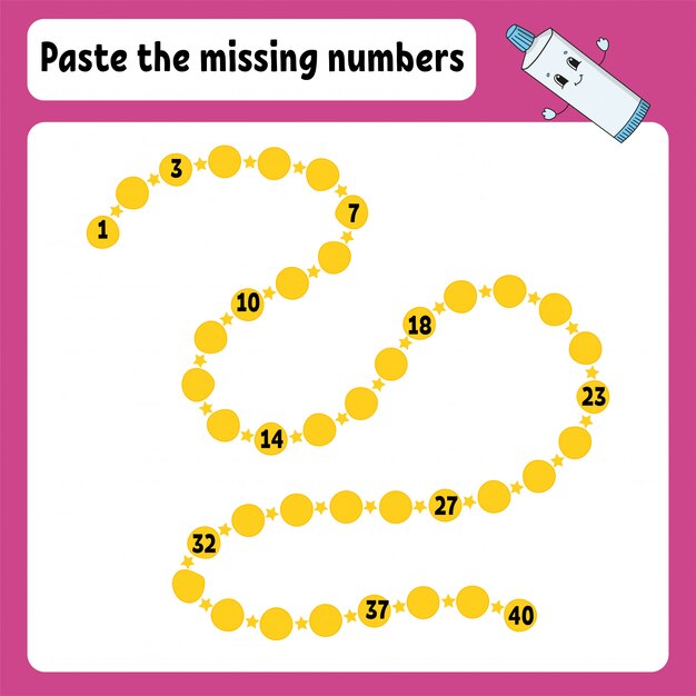 Incolla i numeri mancanti. pratica della scrittura a mano. imparare i numeri per i bambini.