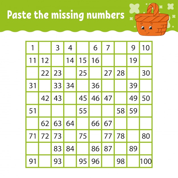 Paste the missing numbers. 