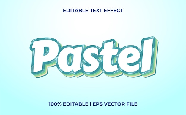Пастельный 3d текстовый эффект с милой и пастельной темой. синий типографский шаблон для детей