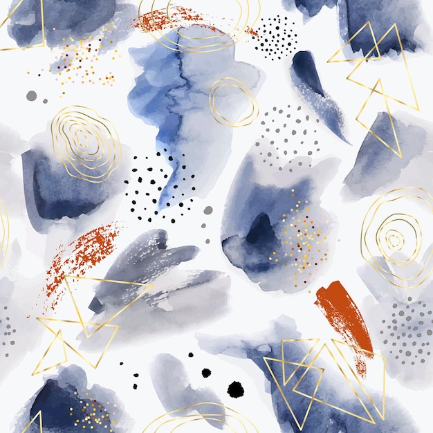 Pastello dipinto astratto modello vettoriale acquerello blu pennello bagnato disegnato a mano carta texture sfondo