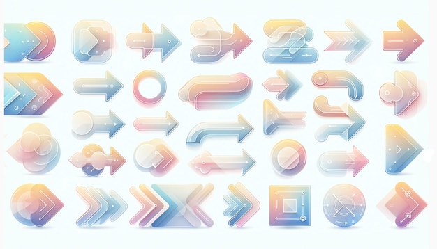 Pastel Arrows Floating on White