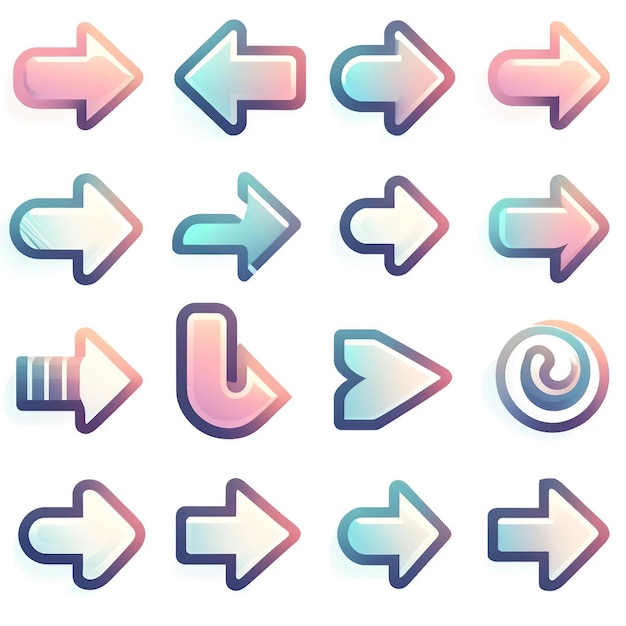 Pastel Arrows Floating on White