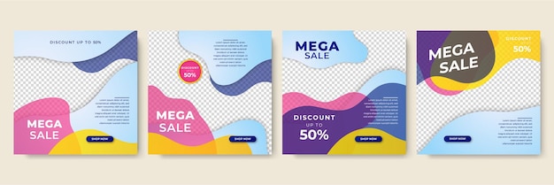 Pastel bloob blue pink colorful sale post design template background