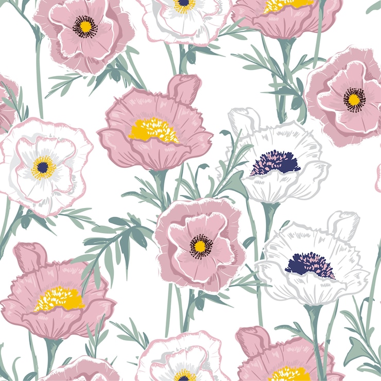 Vector pastel blooming  floral pattern