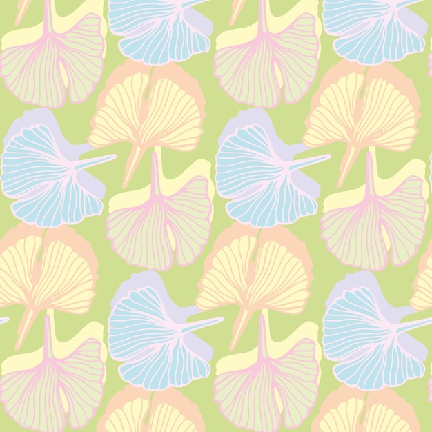 pastel Blowing Gingko leaves seamless pattern