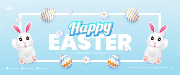 Vector pastel blue easter banner design with copy space