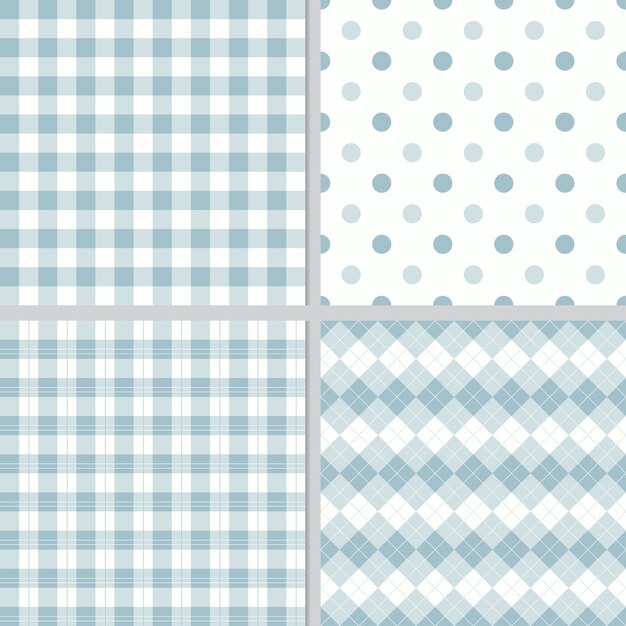 Pastel blue plaid seamless pattern collection