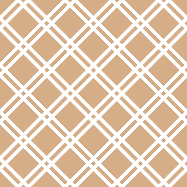 Пастельный коричневый абстрактный геометрический бесшовный рисунок с использованием диагональных квадратов и белых линий
