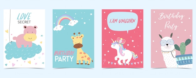 Pastel card with unicorn