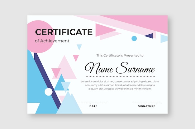 Pastel certificate of achievement template