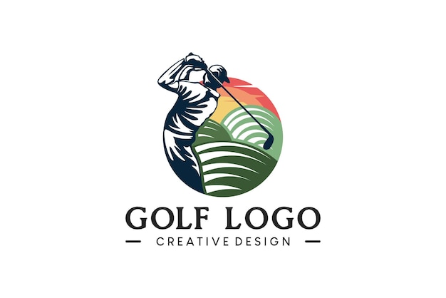 Pastel color golf vector illustration logo design