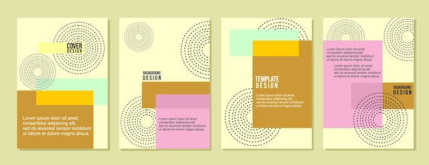 パステルカラーページカバーデザインセット流行のスタイリッシュな幾何学的な背景ベクトルデザインカバー