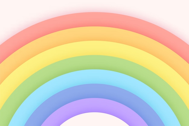 Vettore sfondo arcobaleno di colore pastello su un cielo luminoso taglio carta. concetto di sfondo per le ragazze.