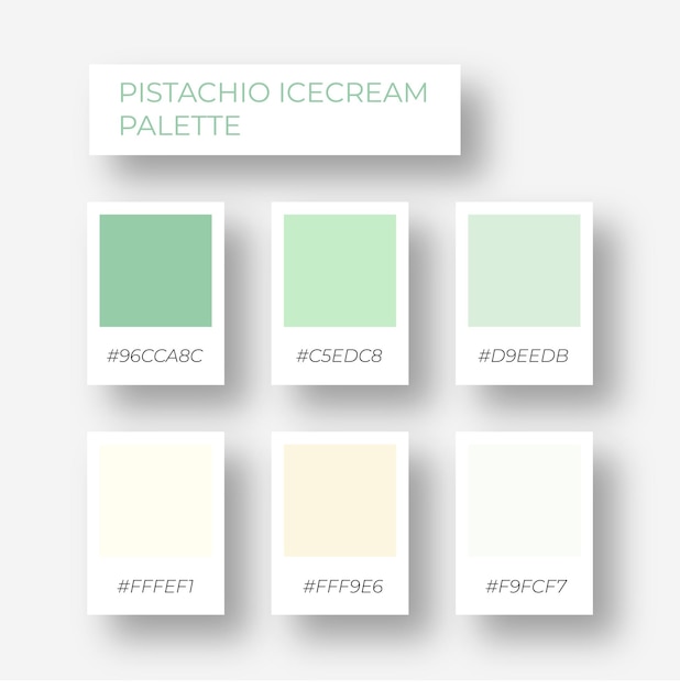 Pastel color tone collection pistachio love pastel palette template. modern trendy soft colors