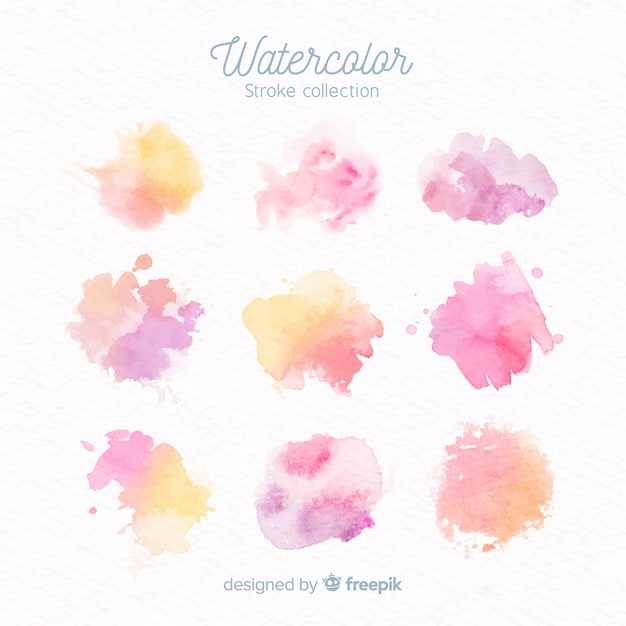 Pastel color watercolor stains collection