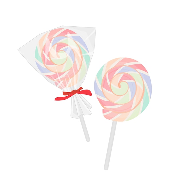 Pastel Colored Lollipop Candy Illustration Logo