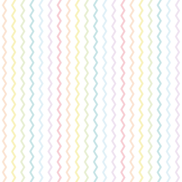 パステルカラーのジグザグ線の壁紙白い背景のシームレスなシェブロンパターンベクトルイラスト