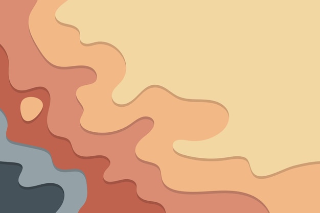 Вектор Пастельный красочный абстрактный векторный фон с вырезанными из бумаги оригами жидкими формами с плоской тенью