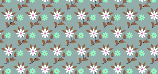 Pastel Colorful floral with leaves Pattern Background  Vector Illustration.